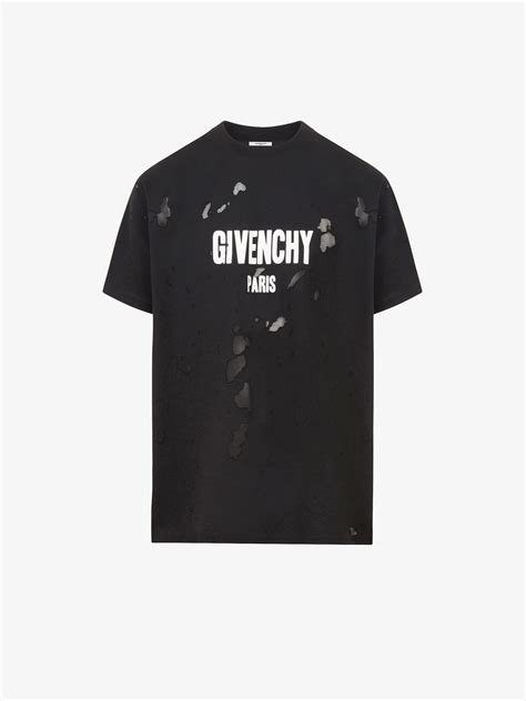 givenchy paris destroyed oversized t-shirt price|Givenchy t shirts black and white.